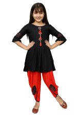 ELENDRA Girls Cotton Salwar Suit Set