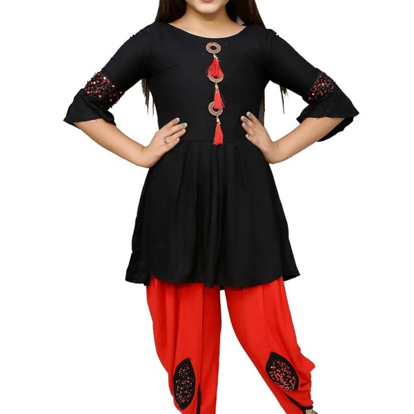 ELENDRA Girls Cotton Salwar Suit Set