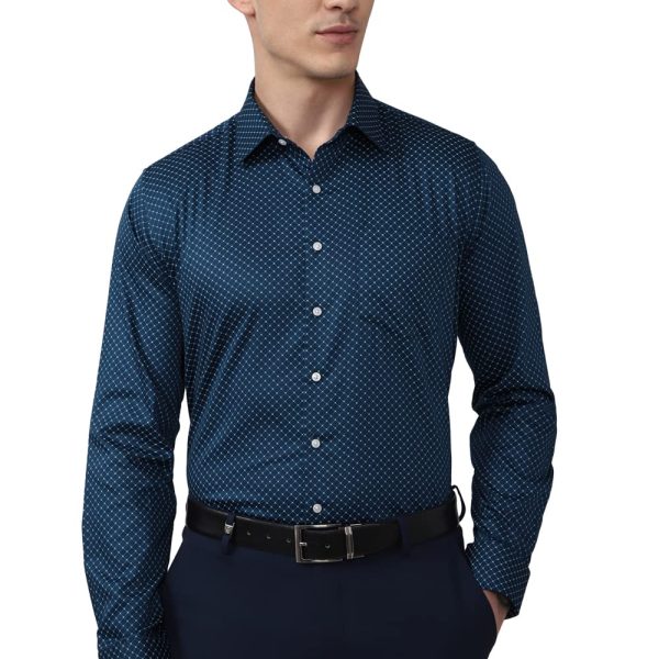 Van Heusen Formal Printed Shirt for Men| Premium Cotton| Full Sleeves| Slim Fit |Breathable Fabric