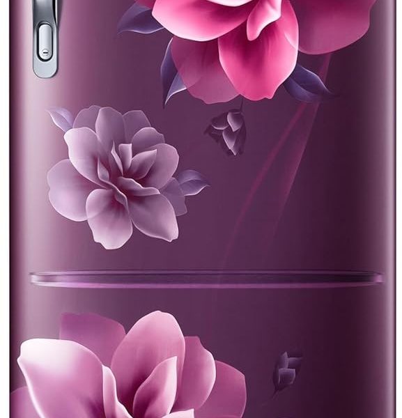 Samsung 183 L, 5 Star, Digital Inverter, Direct-Cool Single Door Refrigerator (RR20D2825CR/NL, Red, Camellia Purple, Base Stand Drawer)