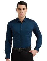 Peter England Men's Everyday Solid Slim Fit Full Sleeve Formal Shirt | Cotton-Rich
