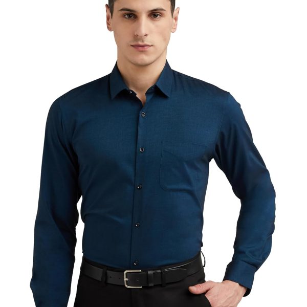 Peter England Men's Everyday Solid Slim Fit Full Sleeve Formal Shirt | Cotton-Rich