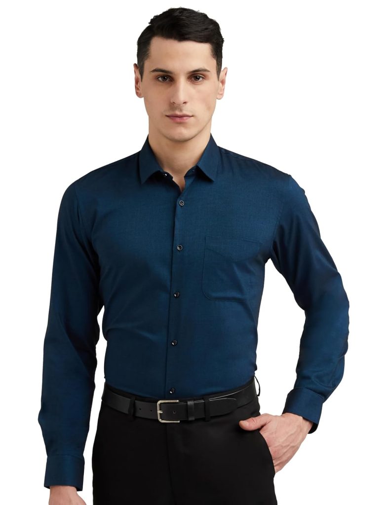 Peter England Men's Everyday Solid Slim Fit Full Sleeve Formal Shirt | Cotton-Rich