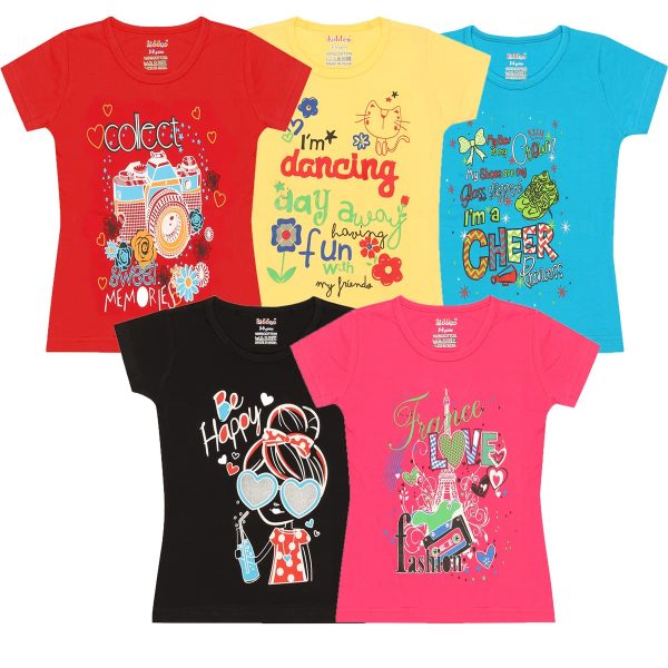 kiddeo Kids Girls t Shirts (Pack of 5)