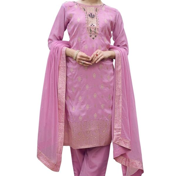 VredeVogel Viscose Rayon Silk Kurta Pant Set with Chiffon Dupatta for Women
