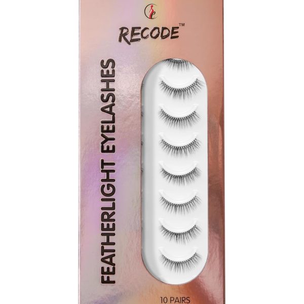 Recode RE09 Featherlight Faux Mink Eyelashes-Transparent Band,Pack of 10
