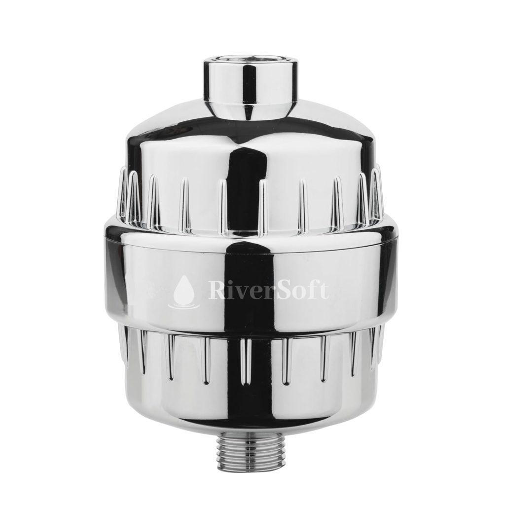 RIVERSOFT SF-15 PRO shower and tap filter for hard water with 15 stage | Water Softener for Bathroom | Hard Water Filter (Chrome, Pack of 1)