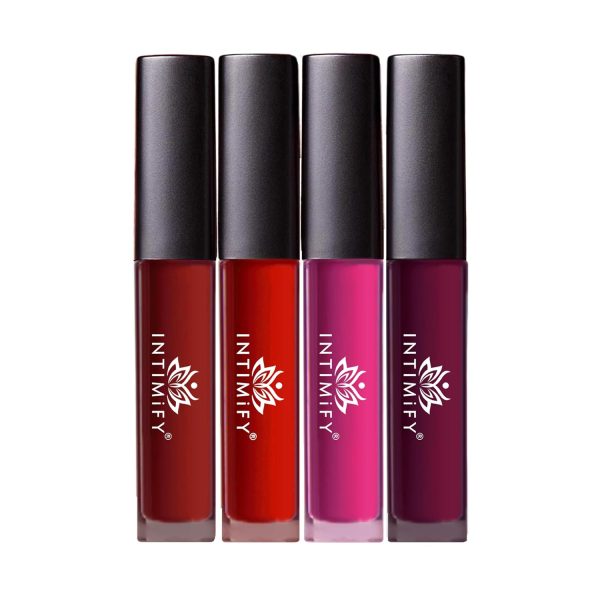 Liquid Matte Lip Stick, 8-Hour Long Stay, Long Lasting & Waterproof, Lipstick Combo (Red, Maroon, Pink, Purple – Pack Of 4) For Women