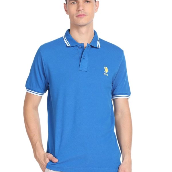 U.S. POLO ASSN. Men's Tipped Collar Pure Cotton Slim Fit Polo Shirt