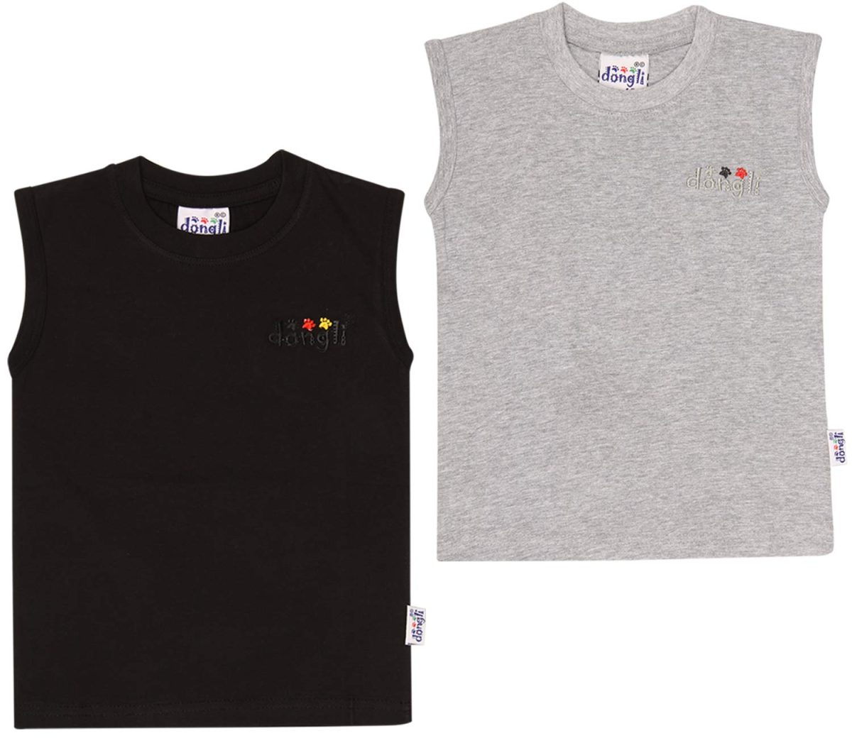dongli Boys Sleeveless Cotton Tshirt with bio wash (Pack of 2).