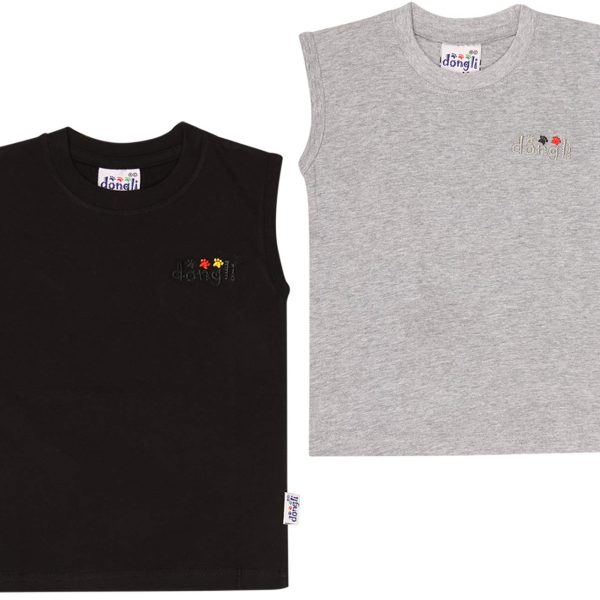 dongli Boys Sleeveless Cotton Tshirt with bio wash (Pack of 2).