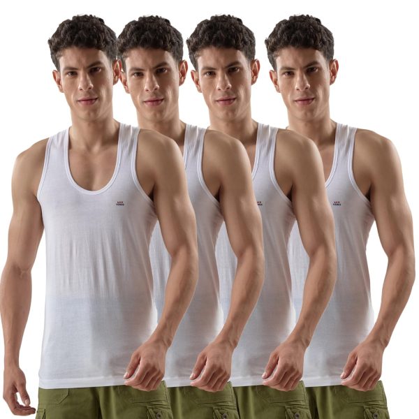 LUX VENUS Vest for Men White | 100% Cotton | Pack of 4