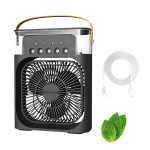 Enfogo (FIRST TIME IN EVER WITH LIFETIME REPLACEMENT WARRANTY) Elevate comfort with the Portable Air Conditioner Fan. This air fan features a 500 ml water tank with 7 colors LED light_Multicolor