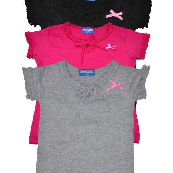 Clever Girls' Regular Fit Top (Zcgt-004_Blk-Pink-Gry_12-13 Years_Multicolored_12-13 Years)