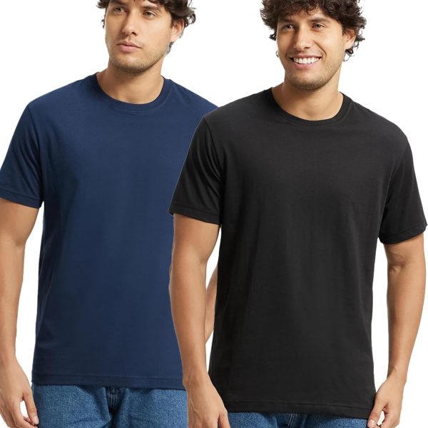 Jockey Men's Super Combed Cotton Regular Fit 2714 Rich Solid Round Neck Half Sleeve T-Shirt (Pack of 2)