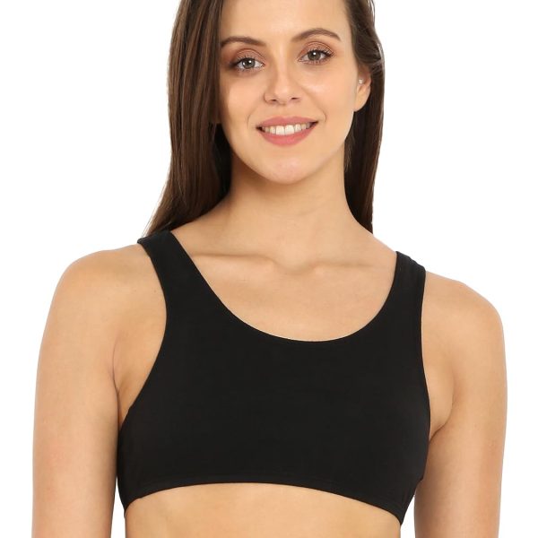 Jockey 1582 Women's Super Combed Cotton Elastane Stretch Slip On Crop Top Bra with Stay Fresh Treatment