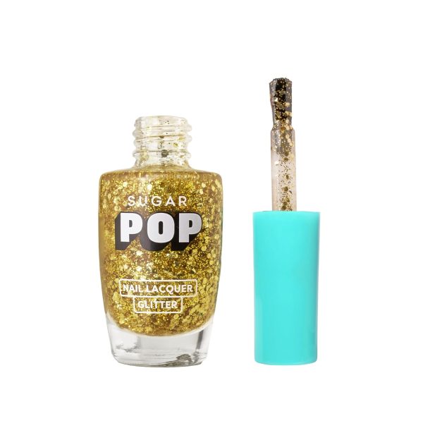 SUGAR POP Nail Lacquer Glitter 10 Gold Rush - 10 ml - Quick-drying | Chip-resistant | High on shine | Long-wear formula