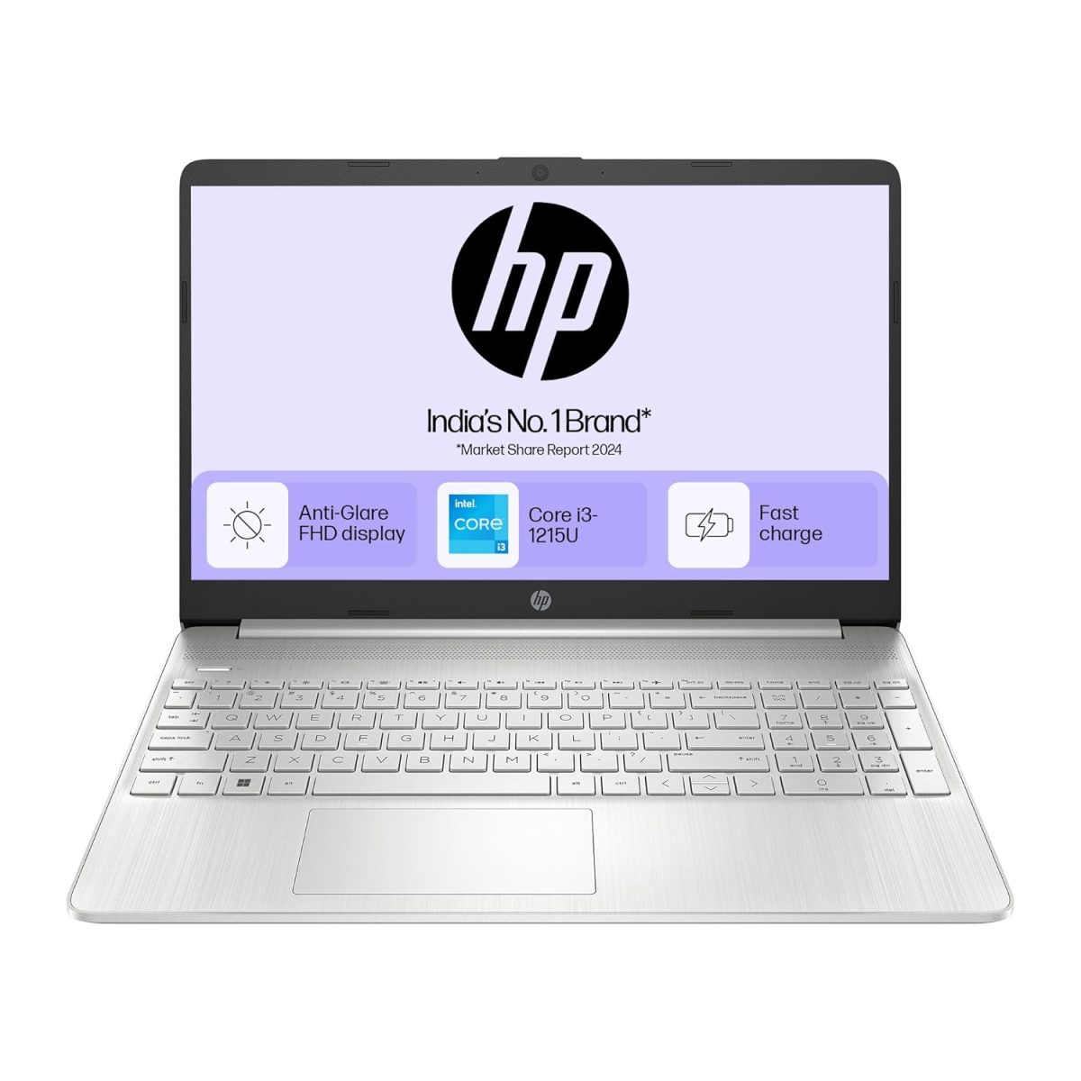 HP 15s, 12th Gen Intel Core i3-1215U, 8GB DDR4, 512GB SSD (Win 11, Office 21, Silver, 1.69kg) Anti-Glare, 15.6-inch (39.6cm), FHD Laptop, Intel UHD Graphics, HD Camera, Dual Speakers, fq5326TU