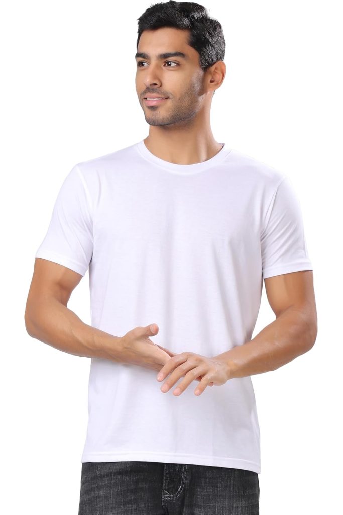 London Hills Solid Men's Round Neck Cotton Blend Half Sleeve Regular Fit T-Shirts