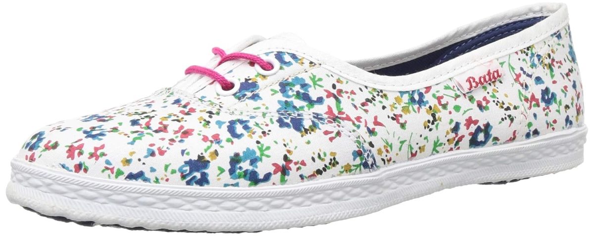 Bata Women’s Casual Ballerina Daisy - Trendy Silver White Flats for Everyday Style