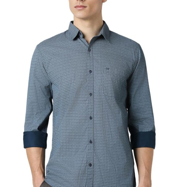 Peter England Men's Everyday Ditsy Print Slim Fit Full Sleeve Casual Shirt | 100% Cotton