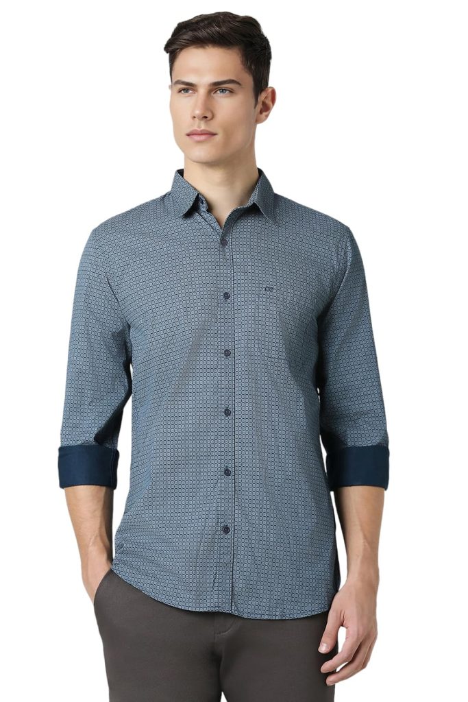 Peter England Men's Everyday Ditsy Print Slim Fit Full Sleeve Casual Shirt | 100% Cotton