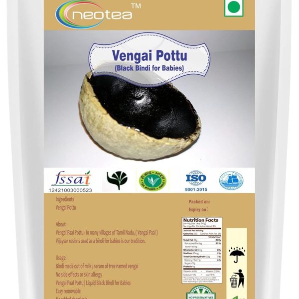 Neotea Vengai Pottu Black Bindi | Black Kajal for Babies Vengai Traditional Dhrishti Pottu | Chukka | Pottu Achulu for Kids | Bindi for New Born Baby & Kids | It Can be Removed Easily While Bathing with Water (4 Piece)