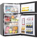 LEONARD USA 122 L Inverter Double Door Mini Fridge & Wine Chiller with Separate Deep Freezer Compartment for Preserving Ice & Meat for Home Bar (Based on American Technology) (Black)