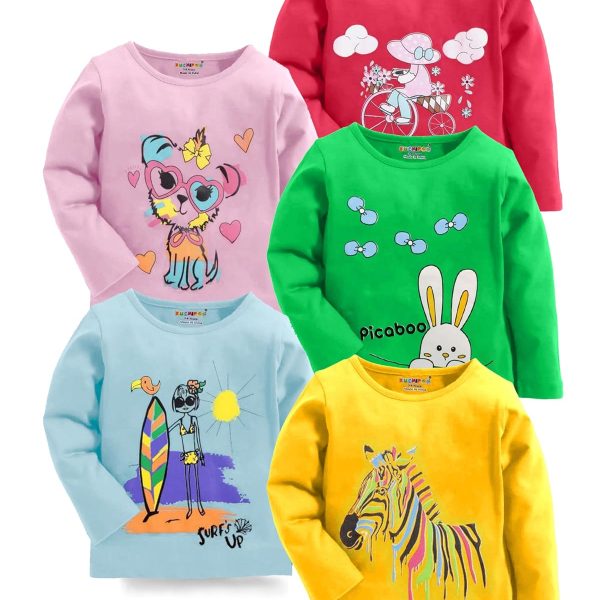 Kuchipoo Girls Full Sleeves Regular Fit Cotton T-Shirt