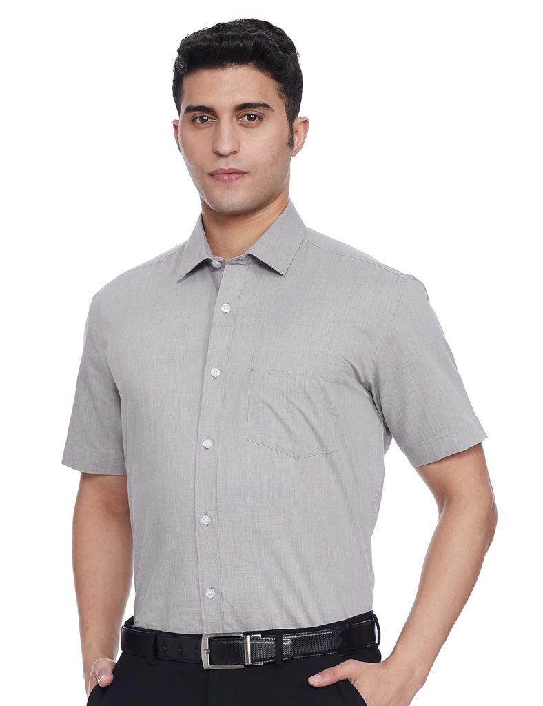 Amazon Brand - Symbol Men's Solid Cotton Blend Half Sleeve Regular Fit Formal Shirt