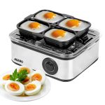 AGARO Grand Egg Boiler and Poacher,2-in1 Boils 8 Eggs, Poach 4 Eggs, Steamed Vegetables, 3 Boiling Modes, Stainless Steel Body, Transparent Lid, 500 Watts, Silver |14 Ounces(414 ml)