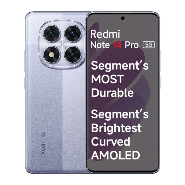 Redmi Note 14 Pro 5G Phantom Purple 8GB RAM 128GB Storage|50 MP Sony Camera Setup|Corning Gorilla Glass Victus 2 | 1.5K 3D Curved AMOLED | Mediatek Dimensity 7300- Ultra