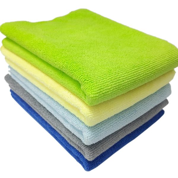 SOBBY 5 Pcs Microfiber Kitchen Clothes for Cleaning, dusting Cloth for Home Cleaning, Car & Bike Detailing, Soft lint & Streak Free Reusable Absorbent Cleaning Cloths (40 x 40cm, 340 GSM, Multicolor)