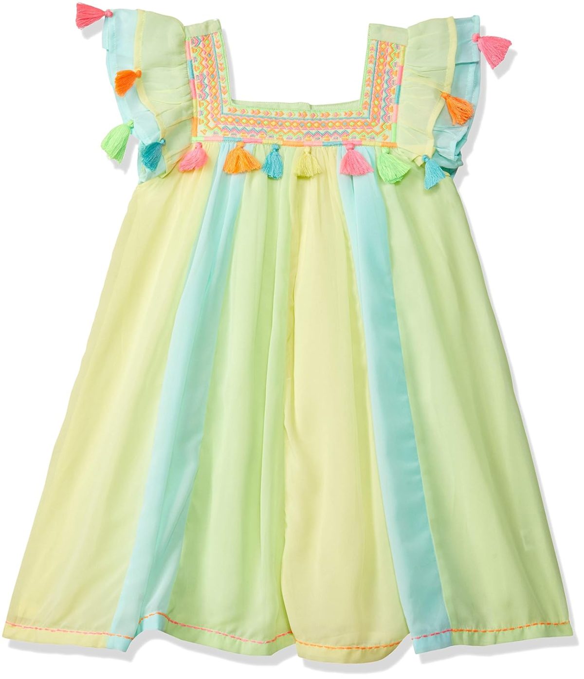 nauti nati Girls Yellow Blue Colourblocked A-Line Dress