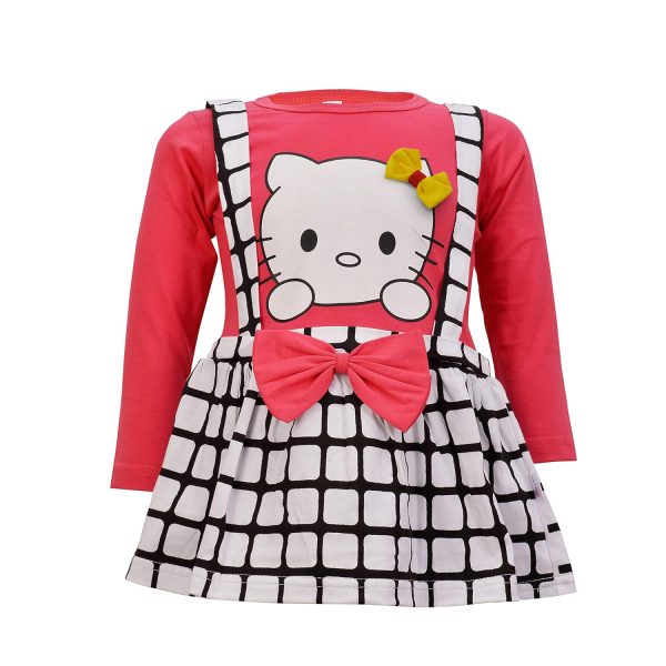 CATCUB Girl's T-Shirt Knee Length Frock
