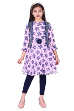 Elendra jeans Girl's Fit and Flare Knee Length Dress (Jkfrklg, Pink, 6-7 Years)