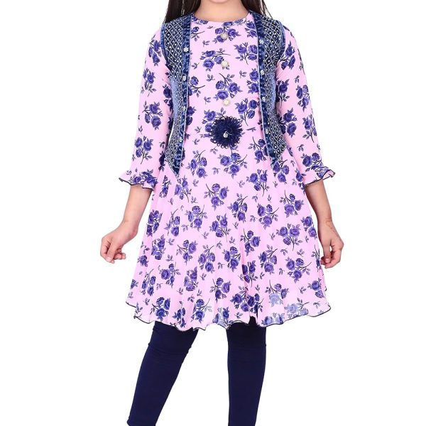 Elendra jeans Girl's Fit and Flare Knee Length Dress (Jkfrklg, Pink, 6-7 Years)