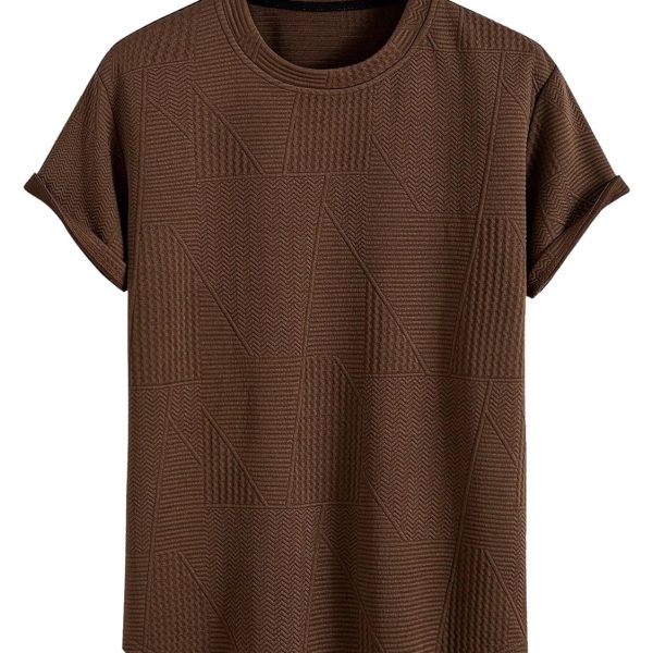 GRECIILOOKS T Shirt for Men Cotton | Textured Oversized Fit Men t-Shirt | Round Neck Half Sleeve Men t-Shirt