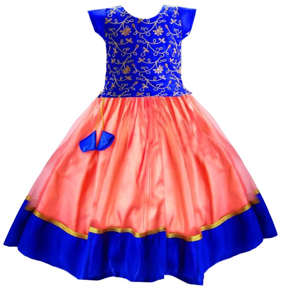Stanwells Kids Girl's Net Readymade Lehenga Choli for Girls Set (AM016-16_Peach_1-1.5 years)