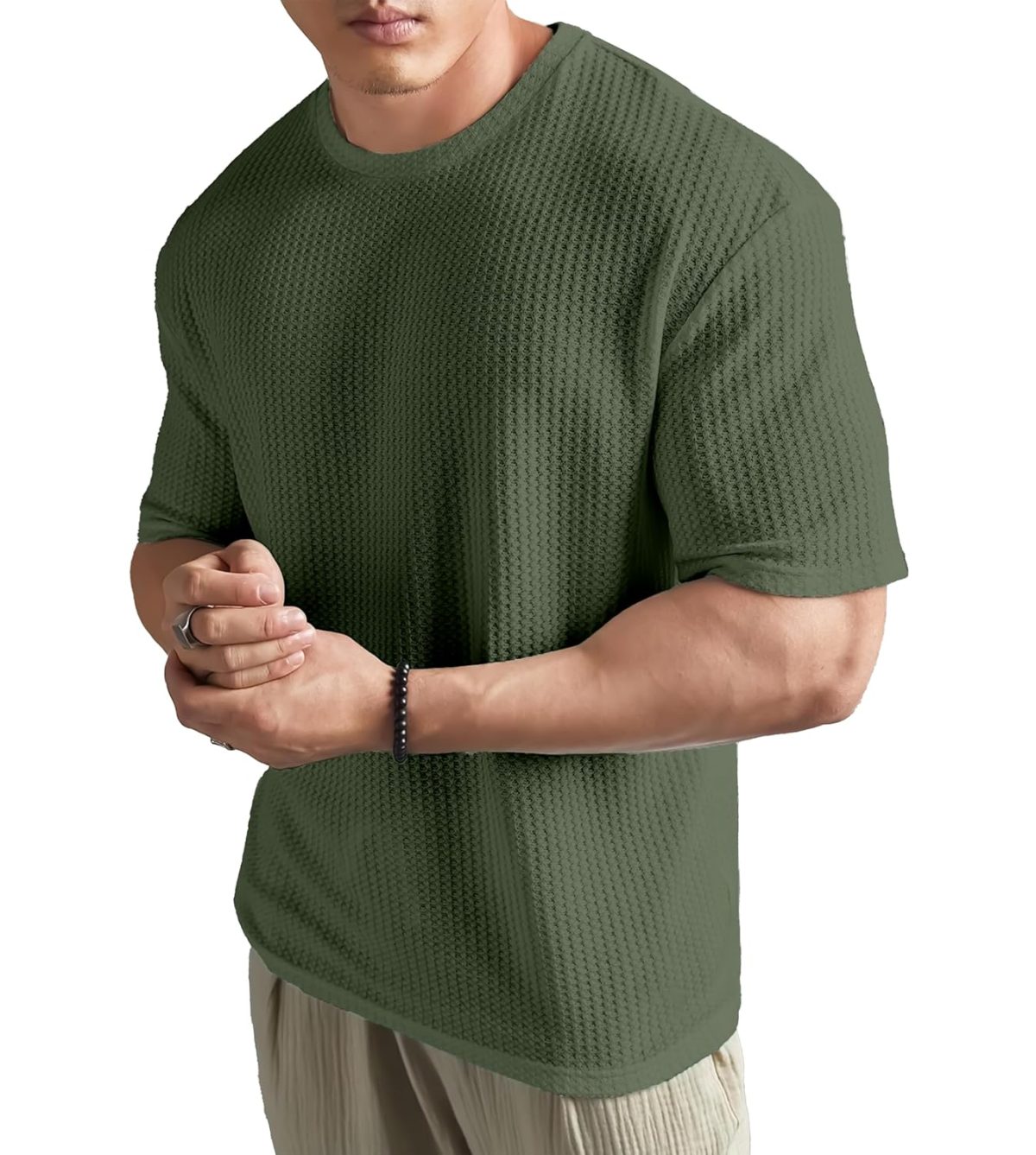 SHODOX Mens Solid Dotted Unique Design Oversized Tshirt for Men - Round Neck Loose Fit Drop Shoulder Mens T-Shirt