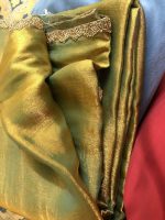 HMP Fashion Women's Fendy Chiffon Soft Silk Saree With Hand Work Lace Boarder & Comes With Unstitched Blouse Piece