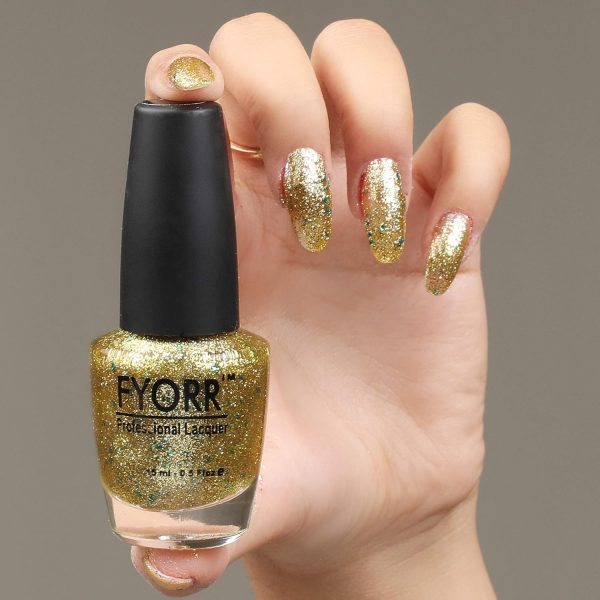 FYORR® 15ML Diamond Shine Golden Long Lasting Glitter Nail Polish | Quick Dry Long Lasting Smooth Finish