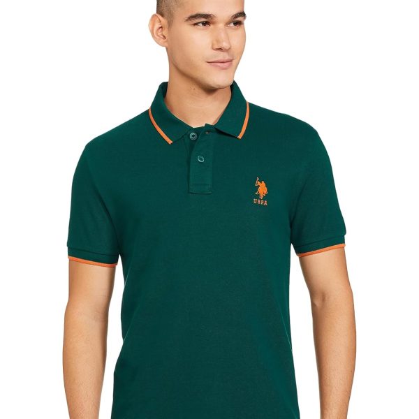 U.S. POLO ASSN. Men's Tipped Collar Pure Cotton Slim Fit Polo Shirt