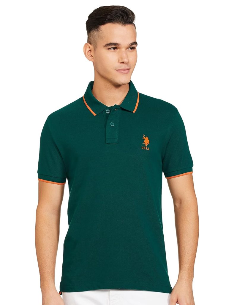 U.S. POLO ASSN. Men's Tipped Collar Pure Cotton Slim Fit Polo Shirt