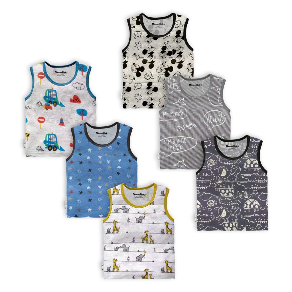 Tinchuk Printed Summer Cotton Sleeveless Boys Tshirt -Mix