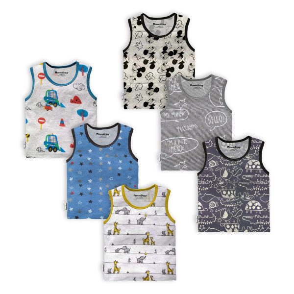 Tinchuk Printed Summer Cotton Sleeveless Boys Tshirt -Mix
