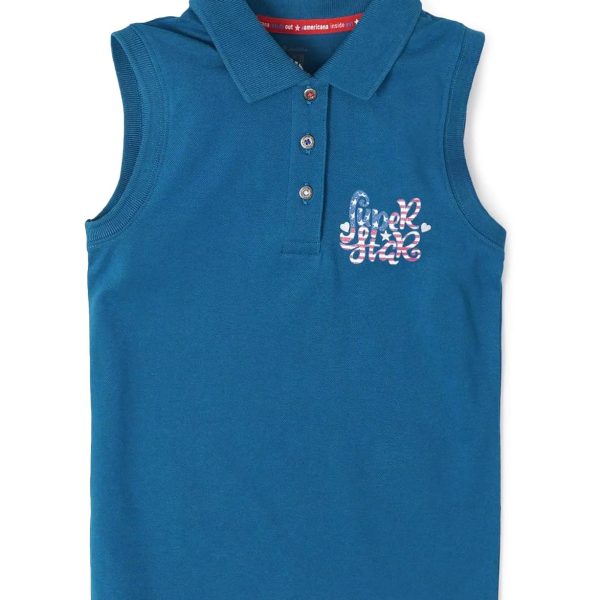 Jockey UG10 Girl's Super Combed Cotton Elastane Stretch Polo Neck Graphic Printed Tank Top