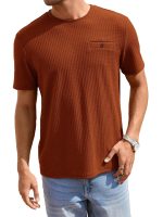 TAGDO Men's Waffle Knitted Crew Neck Regular Fit Tees (5154)