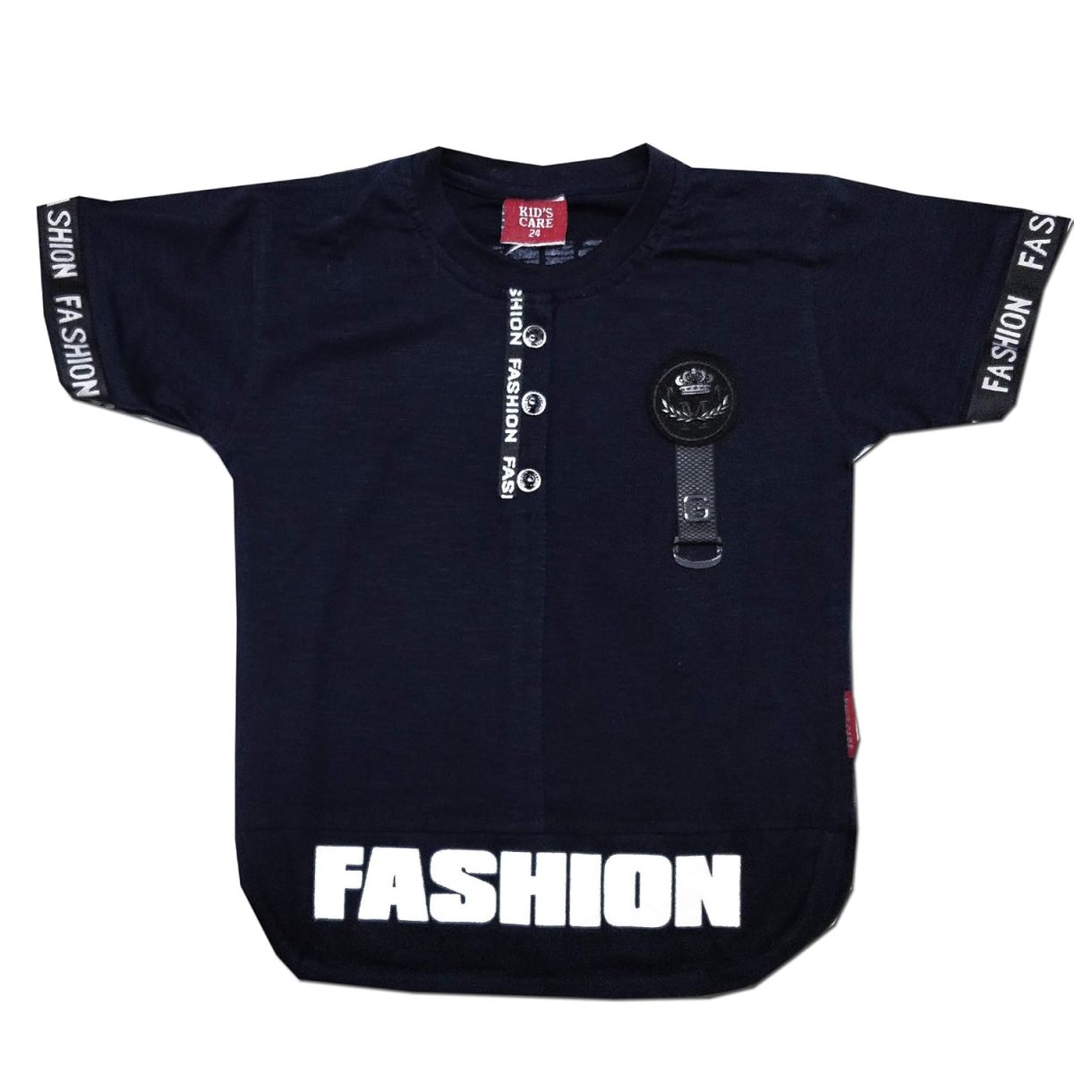 Kid's Care Boys'Printed Basic Regular Fit Solid Color T-Shirt(8398BLK-24_Black_24_4-5 Years)