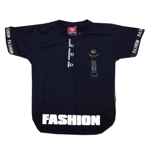 Kid's Care Boys'Printed Basic Regular Fit Solid Color T-Shirt(8398BLK-24_Black_24_4-5 Years)